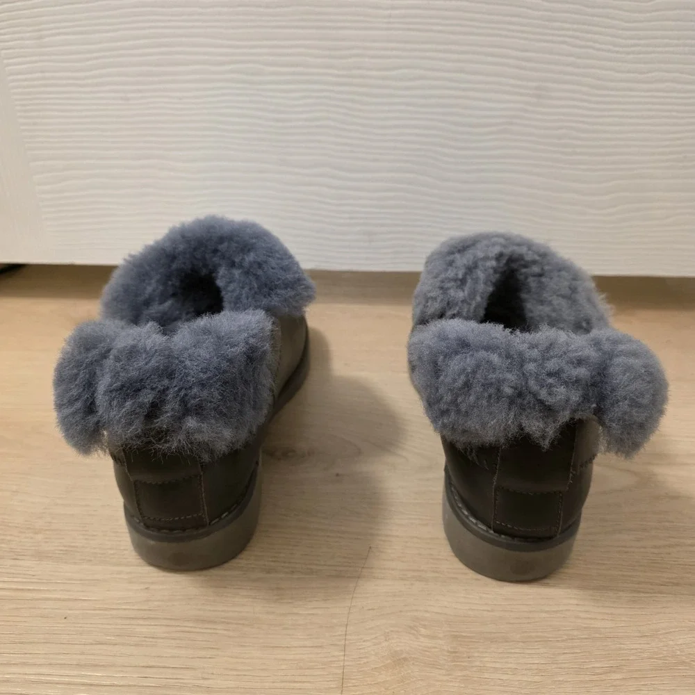 Aussie Connection Gray Leather Shearling Fur Lined Warm Ankle‎ Boots Size 6